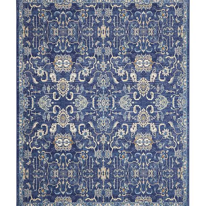 Best Kirklands Home Navy and Beige Botanical Area Rug, 7x9