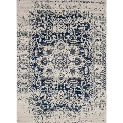 Online Kirklands Home Navy and Cream Madison Distressed Area Rug, 5x7