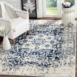 Online Kirklands Home Navy and Cream Madison Distressed Area Rug, 5x7