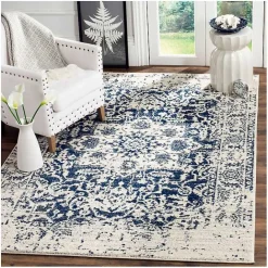 Hot Kirklands Home Navy and Cream Madison Distressed Area Rug, 6x9