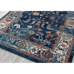 Discount Kirklands Home Navy and Orange Bordered Runner, 2x6 Blue