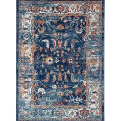 Hot Kirklands Home Navy and Orange Bordered Area Rug, 4x6 Blue