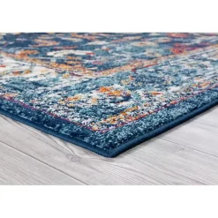 Hot Kirklands Home Navy and Orange Bordered Area Rug, 4x6 Blue
