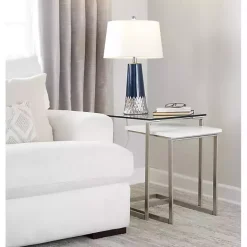 Outlet Kirklands Home Navy and Silver Piper Table Lamp White