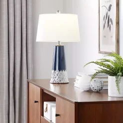 Outlet Kirklands Home Navy and Silver Piper Table Lamp White