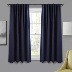 Discount Kirklands Home Navy Back Tab Blackout Curtain Panel Set, 63 in. Blue