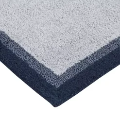 Clearance Kirklands Home Navy Border Cotton Bath Mat, 20x30 Blue