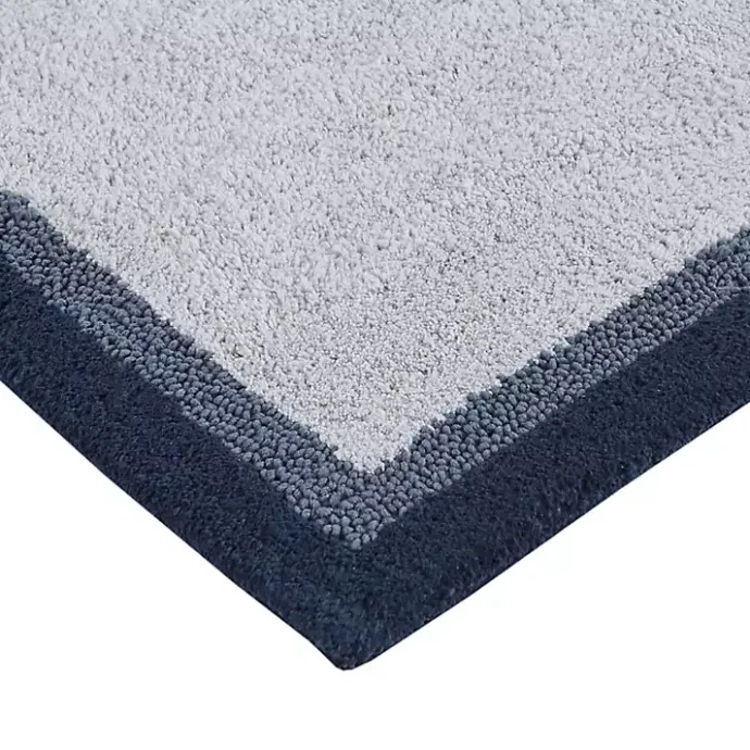 Clearance Kirklands Home Navy Border Cotton Bath Mat, 20x30 Blue