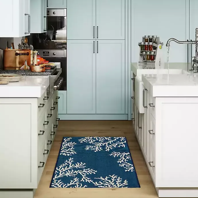 Clearance Kirklands Home Navy Blue Coral Indoor/Outdoor Rug, 2x3