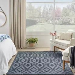 Outlet Kirklands Home Navy Diamond Indoor/Outdoor Area Rug, 4x6 Blue