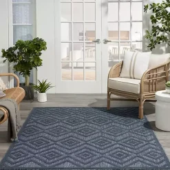 Outlet Kirklands Home Navy Diamond Indoor/Outdoor Area Rug, 4x6 Blue