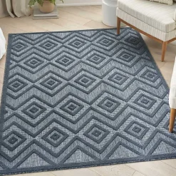 Outlet Kirklands Home Navy Diamond Indoor/Outdoor Area Rug, 6x9 Blue
