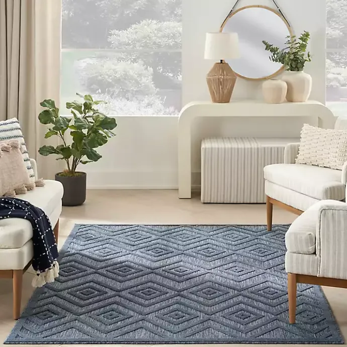 Outlet Kirklands Home Navy Diamond Indoor/Outdoor Area Rug, 6x9 Blue