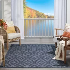 Outlet Kirklands Home Navy Diamond Indoor/Outdoor Area Rug, 6x9 Blue