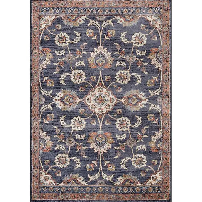 Kirklands Home Navy Floral Area Rug, 5x8 Blue
