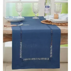 New Kirklands Home Navy Hemstitch Table Runner Blue
