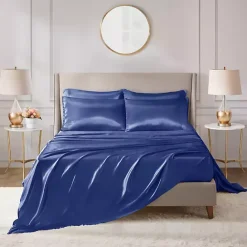 Kirklands Home Navy Satin 6-pc. King Sheet Set Blue