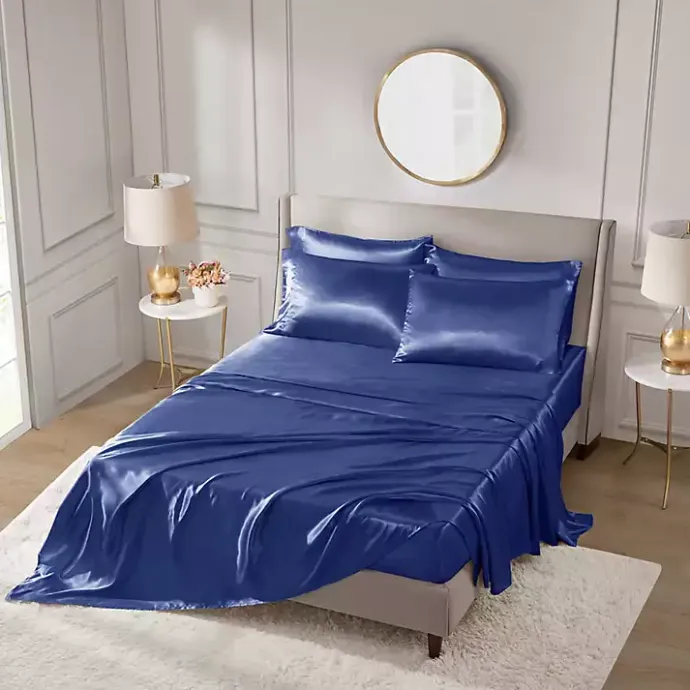 Kirklands Home Navy Satin 6-pc. King Sheet Set Blue