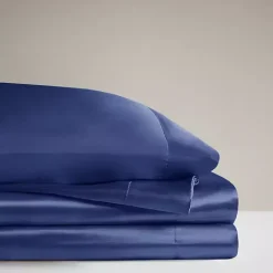 Clearance Kirklands Home Navy Satin 6-pc. Queen Sheet Set Blue