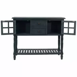 New Kirklands Home Navy Slatted Windowpane Console Table Blue