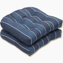 Discount Kirklands Home Navy Striped Outdoor Seat Cushions, Set of 2 Blue