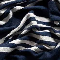 Sale Kirklands Home Navy Blue Striped Tassel Cotton Area Rug, 8x10