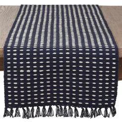 Best Kirklands Home Navy Blue Tasseled Woven Dash Table Runner