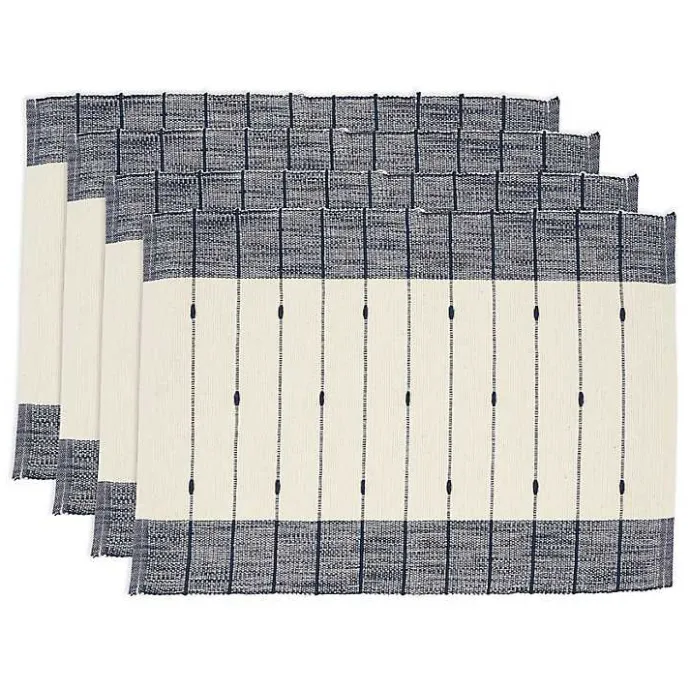 Outlet Kirklands Home Navy Blue Thin Stripes Placemats, Set of 4
