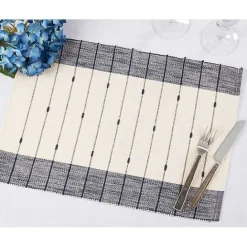 Outlet Kirklands Home Navy Blue Thin Stripes Placemats, Set of 4