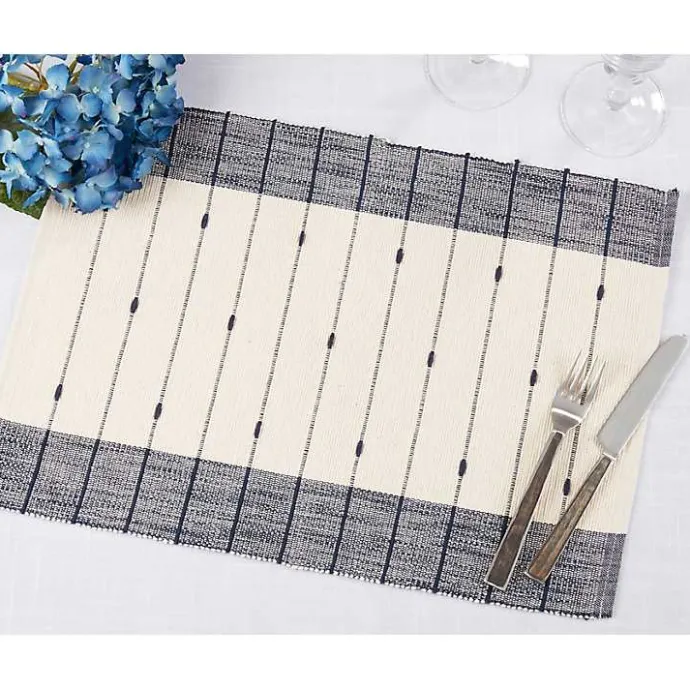 Outlet Kirklands Home Navy Blue Thin Stripes Placemats, Set of 4