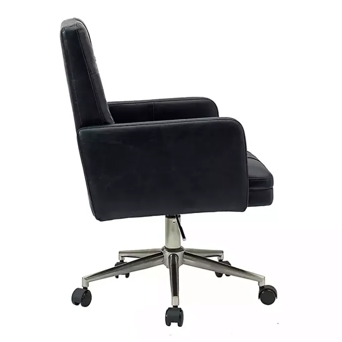 Sale Kirklands Home Navy Tufted Faux Leather Swivel Office Chair Blue