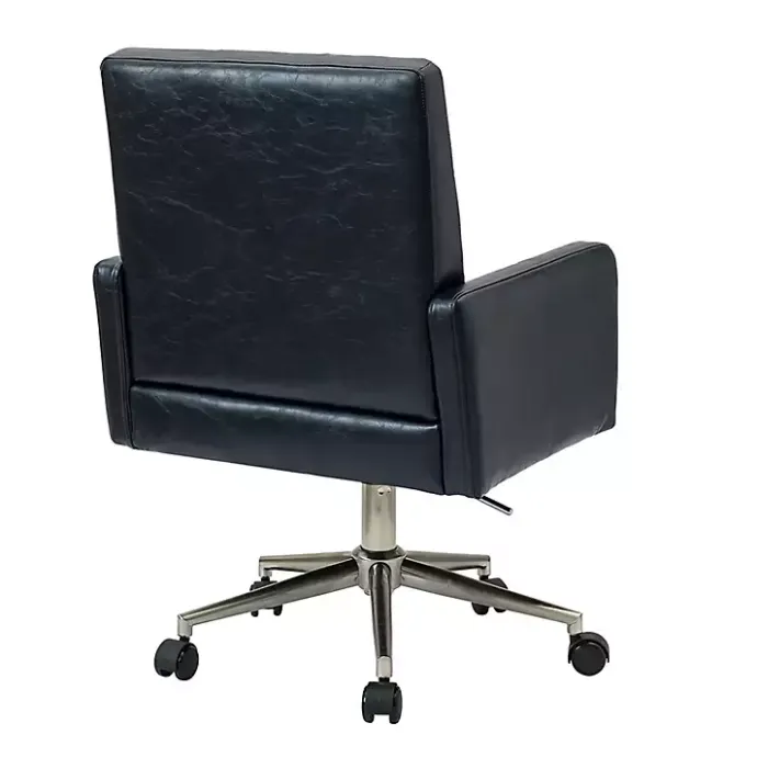 Sale Kirklands Home Navy Tufted Faux Leather Swivel Office Chair Blue