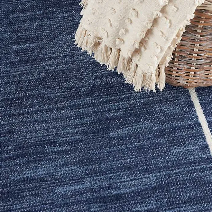 Sale Kirklands Home Navy Bordered Indoor/Outdoor Area Rug, 5x7