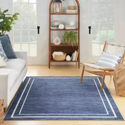 Sale Kirklands Home Navy Bordered Indoor/Outdoor Area Rug, 5x7