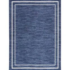 Kirklands Home Navy Bordered Indoor/Outdoor Area Rug, 6x9 Blue