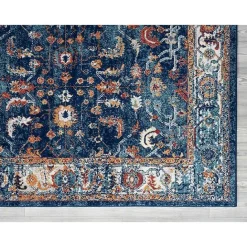 Kirklands Home Navy Bordered Pattern Area Rug, 5x7