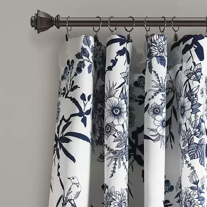 Clearance Kirklands Home Navy Botanical Garden Curtain Panel Set, 95 in. Blue