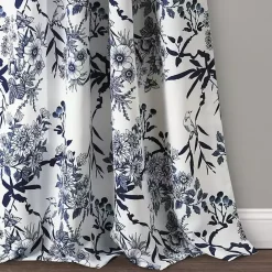 Clearance Kirklands Home Navy Botanical Garden Curtain Panel Set, 95 in. Blue