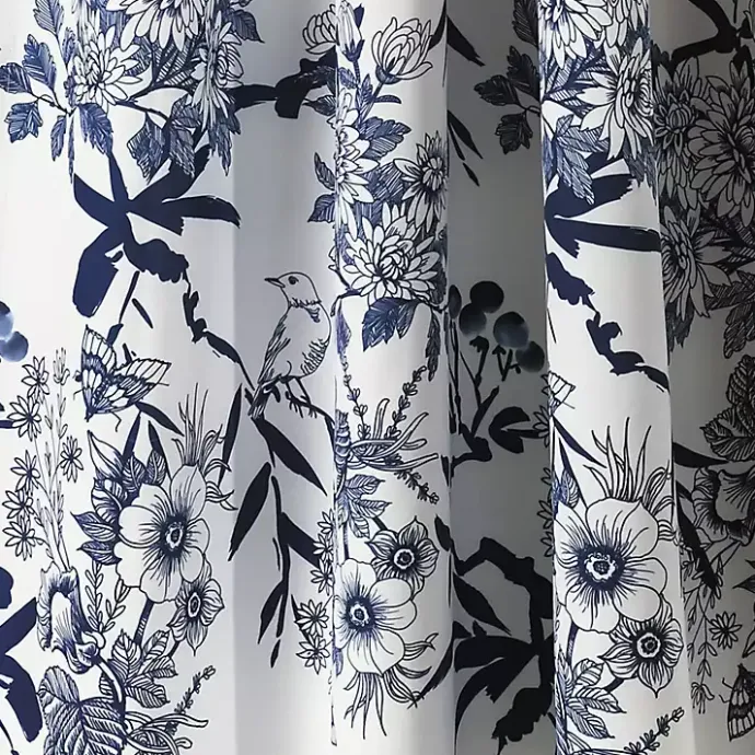 Clearance Kirklands Home Navy Botanical Garden Curtain Panel Set, 95 in. Blue