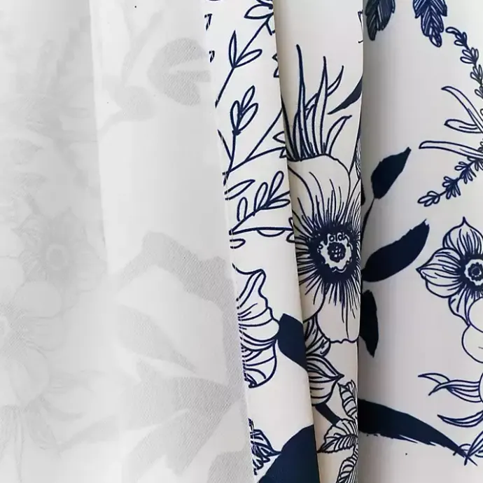 Clearance Kirklands Home Navy Botanical Garden Curtain Panel Set, 95 in. Blue