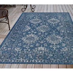 Discount Kirklands Home Navy Botanical Hannah Indoor/Outdoor Rug, 4x7 Blue