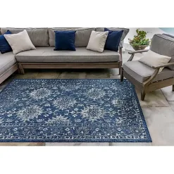 Discount Kirklands Home Navy Botanical Hannah Indoor/Outdoor Rug, 6x9 Blue