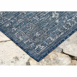 Discount Kirklands Home Navy Botanical Hannah Indoor/Outdoor Rug, 6x9 Blue