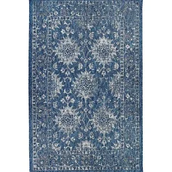 Discount Kirklands Home Navy Botanical Hannah Indoor/Outdoor Rug, 7x9 Blue