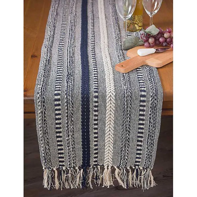 Online Kirklands Home Navy Braided Stripe Table Runner, 108 in. Blue