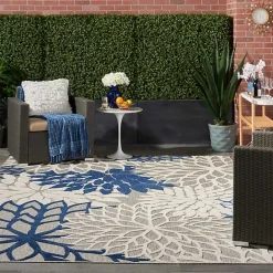 Online Kirklands Home Navy Bright Floral Burst Outdoor Area Rug, 7x10