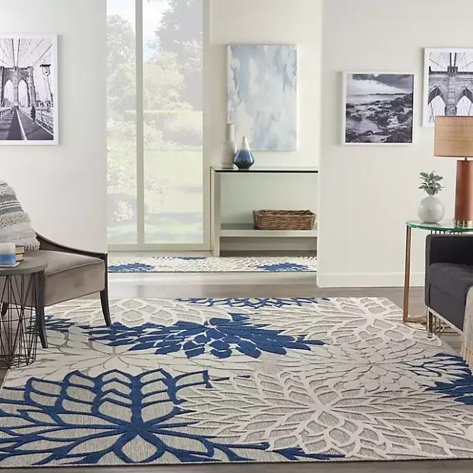 Online Kirklands Home Navy Bright Floral Burst Outdoor Area Rug, 7x10