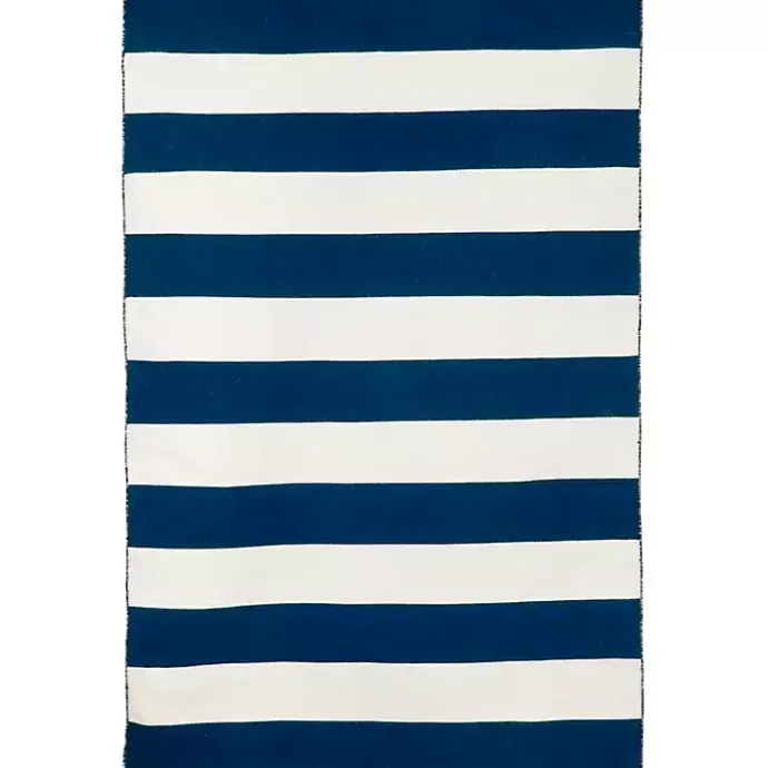 New Kirklands Home Navy Cabana Stripe Indoor/Outdoor Area Rug, 3x5