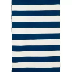 Hot Kirklands Home Navy Cabana Stripe Indoor/Outdoor Area Rug, 5x7