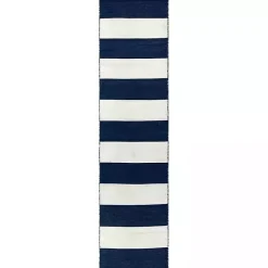 Kirklands Home Navy Cabana Stripe Indoor/Outdoor Runner, 2x8